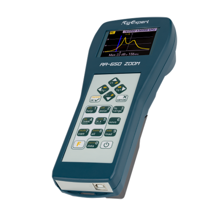 RigExpert AA-650 ZOOM – Аналізатор антен і кабелів (0,1–650 МГц, TFT, BLE, USB)